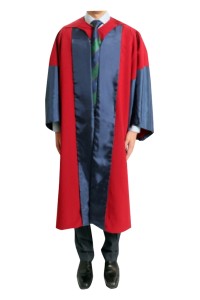 設計藍色拼紅色長袍畢業袍      訂製博士黑色絨毛畢業帽    哲學博士 (PhD)    法學博士 (SJD)   香港大學HKU     畢業袍生產商    DA524